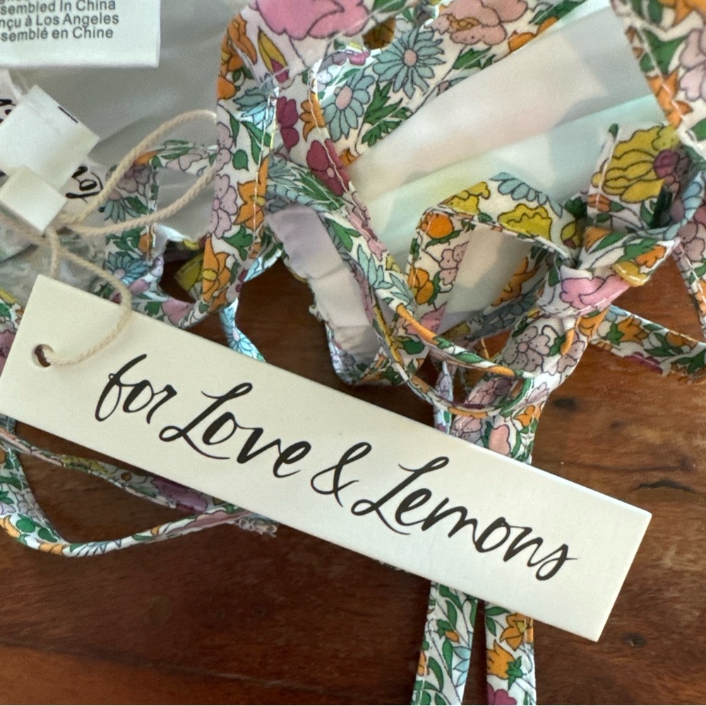 New FOR LOVE & LEMONS RALEIGH Green Floral Crop Top Puff Sleeves XS - Picture 7 of 8